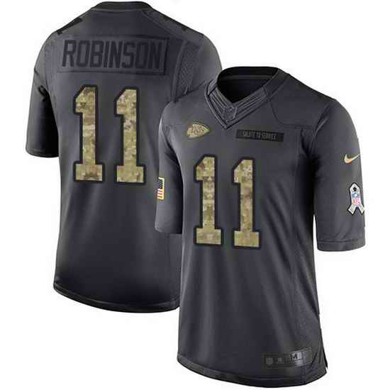 Nike Chiefs 11 Demarcus Robinson Black Men Stitched NFL Limited 2016 Salute To Service Jersey